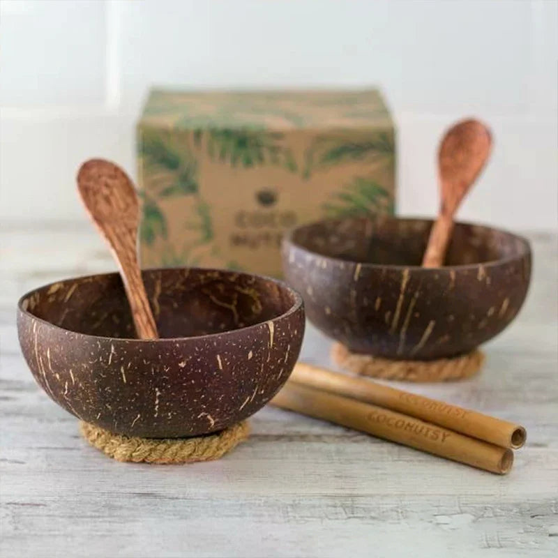 Natural Coconut Bowl & Spoon Set – Handmade Eco Tableware Coconut Bowl Set Richie's