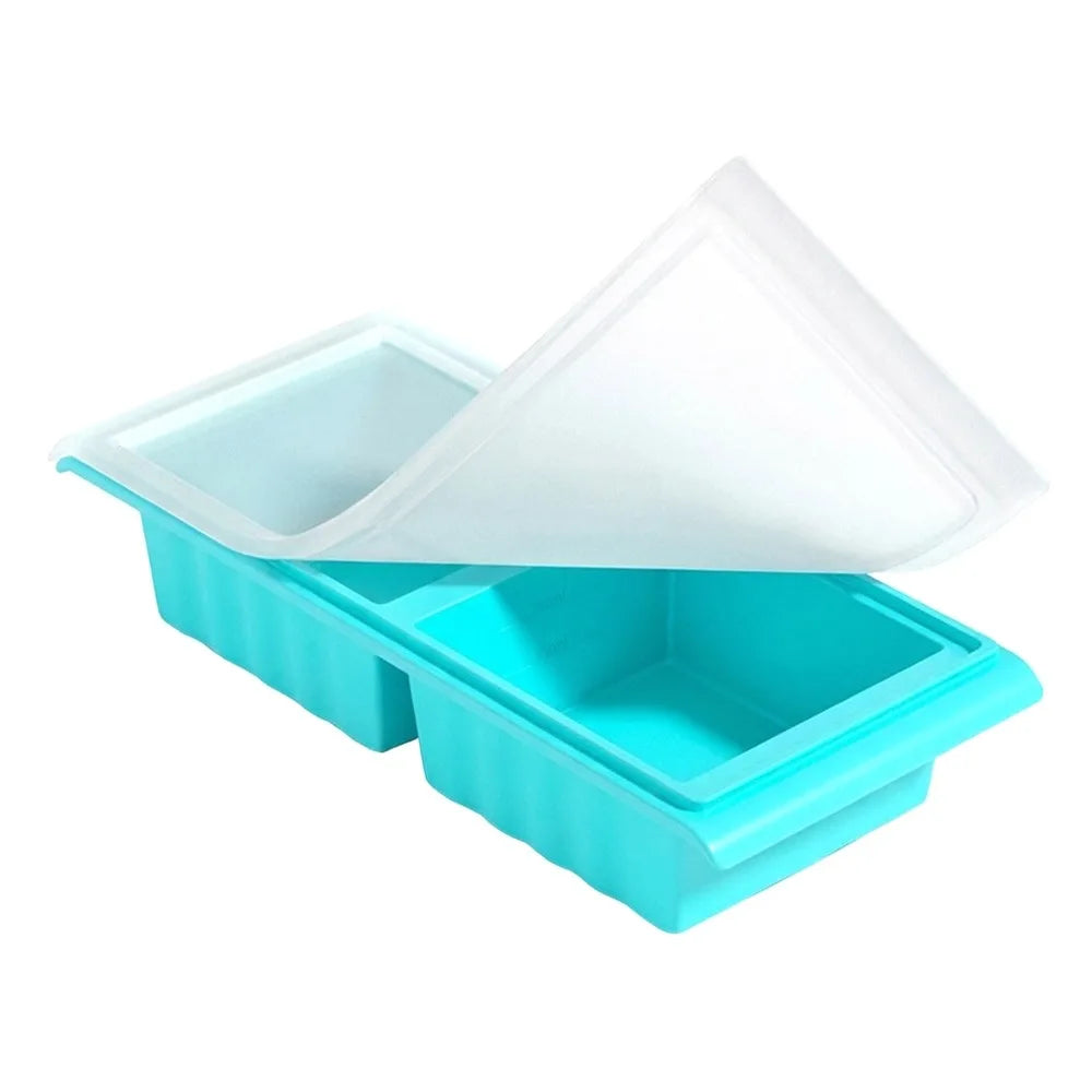 Extra Large Silicone Ice Cube Mold with Lid – BPA-Free Freezer Tray Silicone Freezer Mold Richie's Light Blue-2 Grids