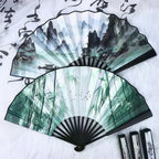 Double-Sided Silk Bamboo Folding Fan – Chinese Hanfu Style Decorative Folding Fan Richie's