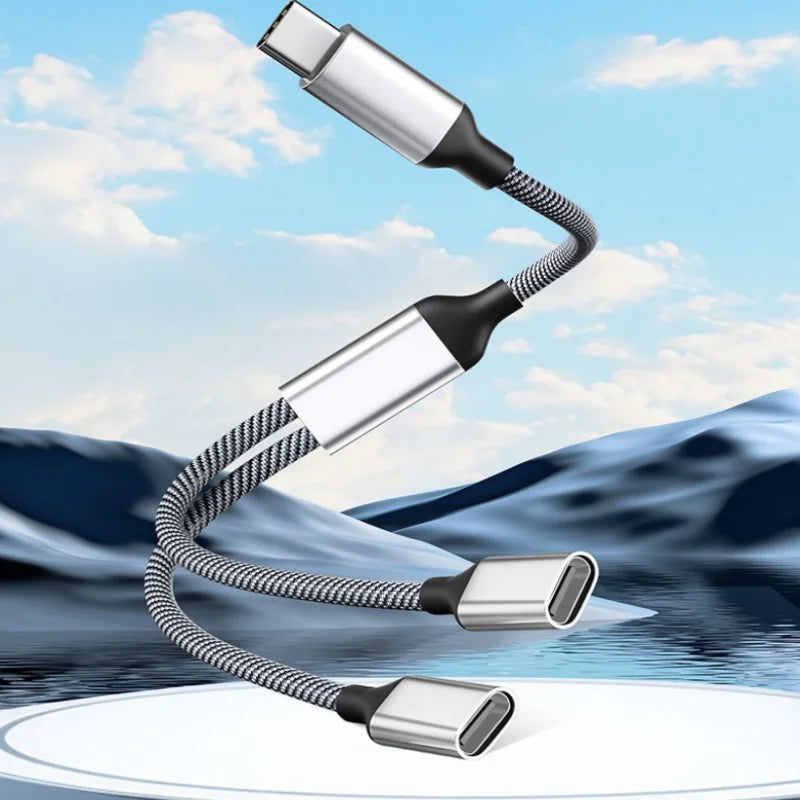 2-in-1 USB-C Splitter Cable Dual Port OTG Data Sync & Charging USB-C Splitter Cable Richie's