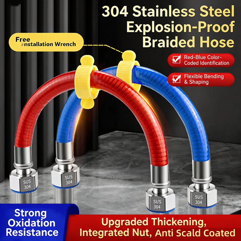 304 Stainless Steel Flexible Shower Hose Anti-Scald G1/2" 20–500cm Flexible Shower Hose Richie's