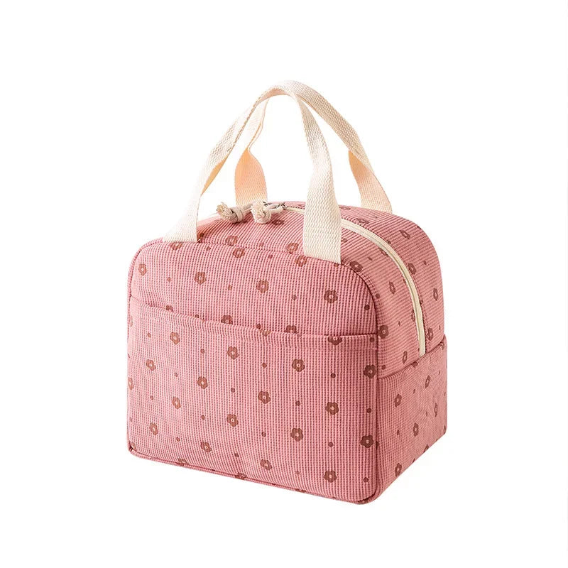 Floral Insulated Lunch Bag – Waterproof Thermal Cooler Tote Insulated Lunch Bag Richie's Pink flower