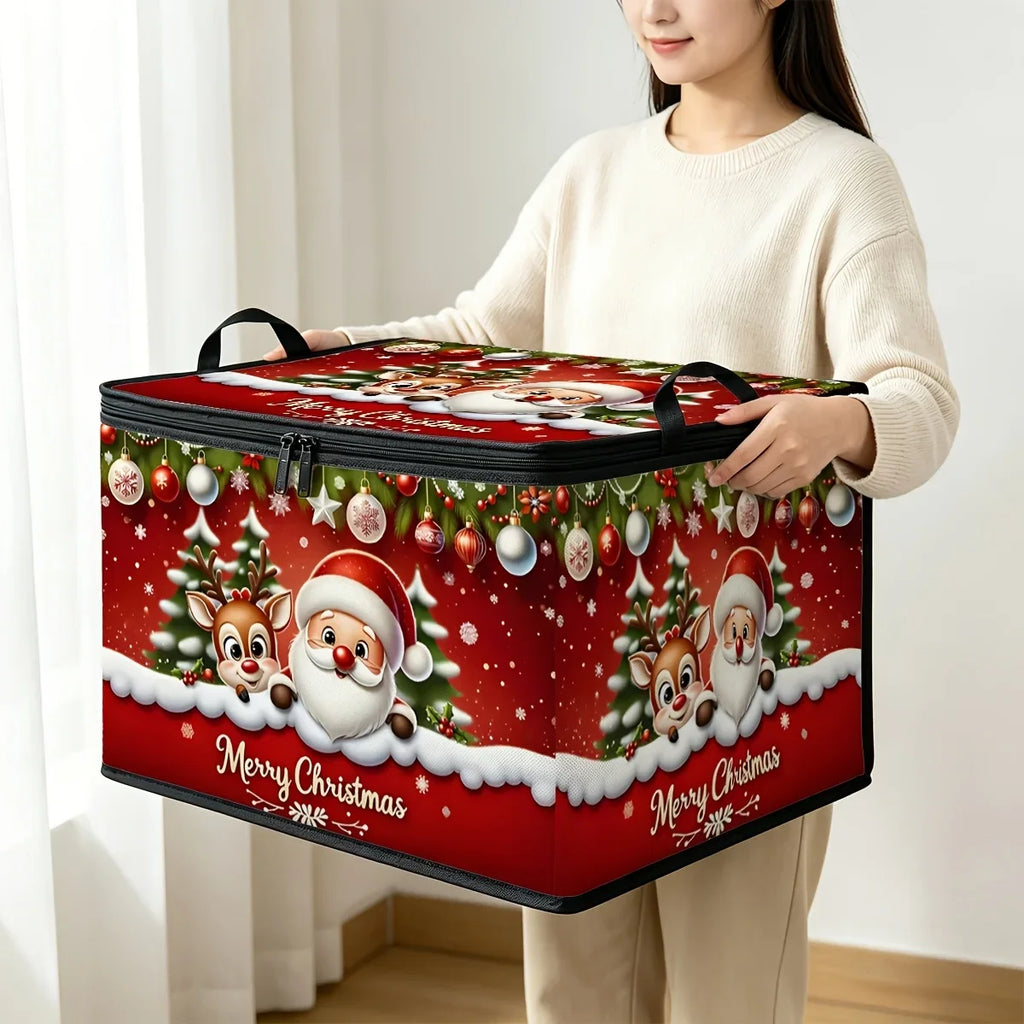 Large Foldable Christmas Storage Box with Lid | Santa Design Foldable Storage Box Richie's