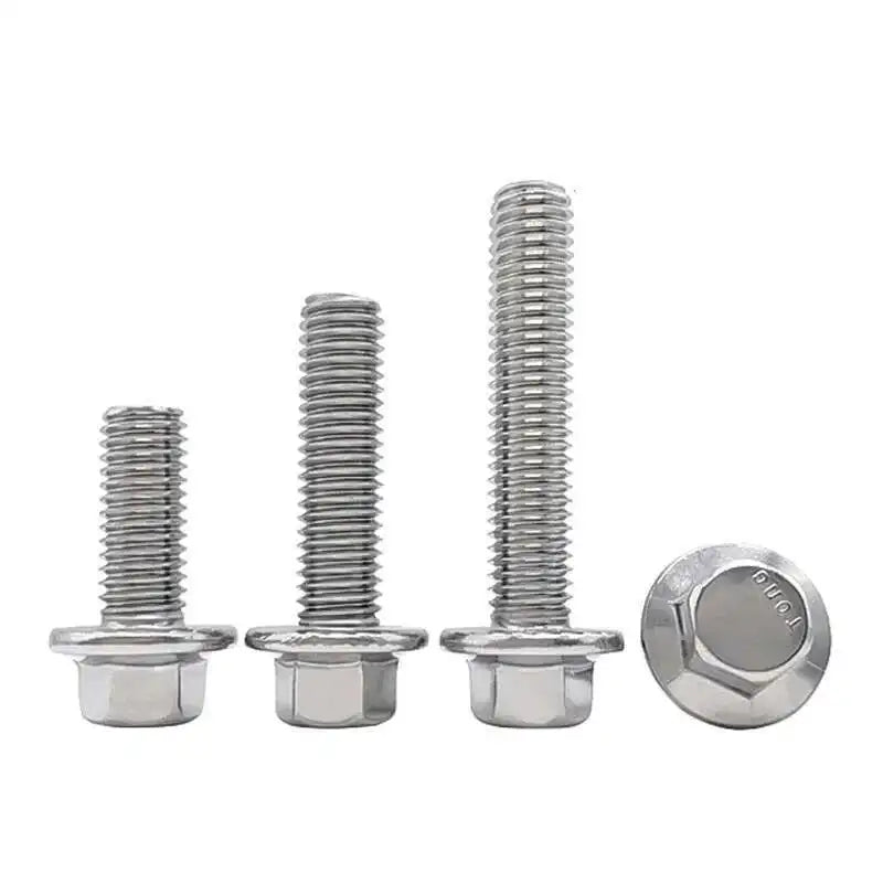 304 SS Serrated Flange Hex Bolts UNC 1/4-20 5/16-18 3/8-16 10pcs Flange Hex Bolt Richie's
