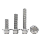 304 SS Serrated Flange Hex Bolts UNC 1/4-20 5/16-18 3/8-16 10pcs Flange Hex Bolt Richie's