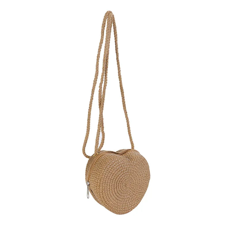 Woven Straw Crossbody Bag & Heart Coin Purse – Kids Beach Bag Woven Crossbody Bag Richie's