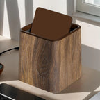 Small Desk Trash Can with Lid – Retro Wood Grain Dustbin Desktop Trash Can Richie's