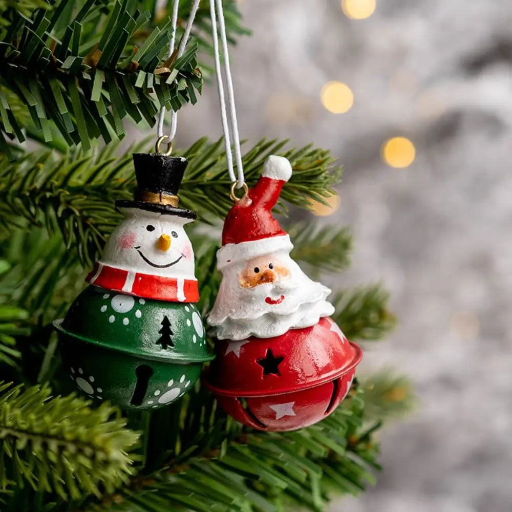 Iron Christmas Hanging Bell Ornament – Red & Green Santa Pendant Christmas Bell Ornament Richie's