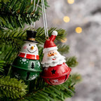 Iron Christmas Hanging Bell Ornament – Red & Green Santa Pendant Christmas Bell Ornament Richie's