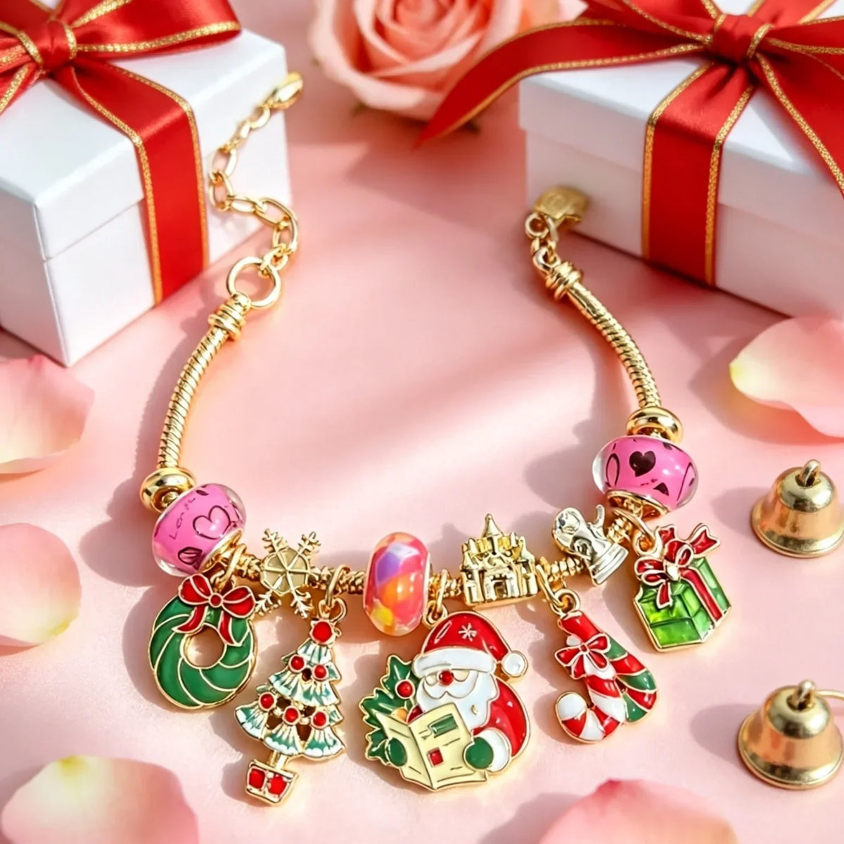 Women's Adjustable Gold Snake Bead Bracelet | Christmas Gift Holiday Charm Bracelet Richie's