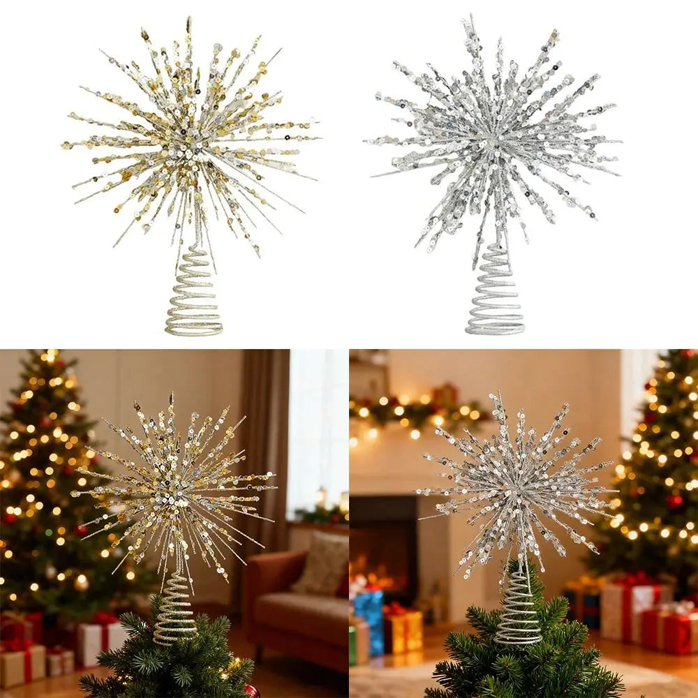 Glitter Christmas Tree Star Topper – Gold & Silver | 24×30cm Christmas Tree Topper Richie's