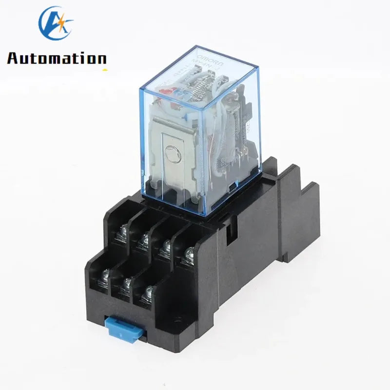 MY4NJ 14-Pin 4DPDT Electromagnetic Relay 5A + PYF14A Socket Base Electromagnetic Relay Richie's