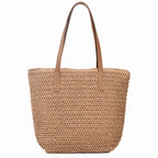 Women's Bohemian Straw Tote Bag – Hand-Woven Beach Shoulder Bag Straw Tote Bag Richie's