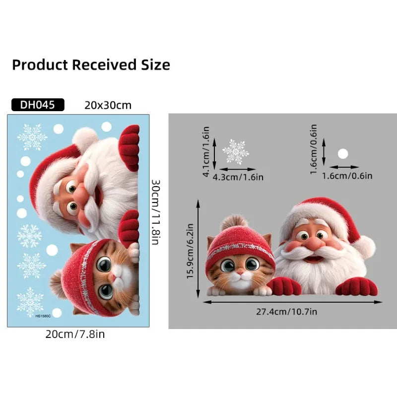 Santa Claus Static Cling Window Sticker – Reusable Xmas Decor Window Cling Decoration Richie's 1 sheet