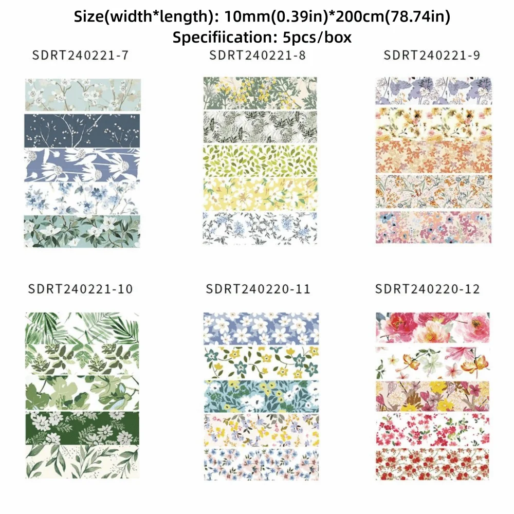 5 Rolls Spring Flower Washi Tape – Multicolor DIY Craft Set Decorative Washi Tape Richie's