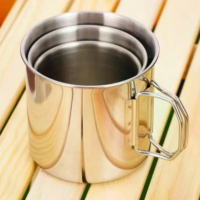 Stainless Steel Folding Camping Cup with Carabiner 250–550ML Camping Cup Richie's