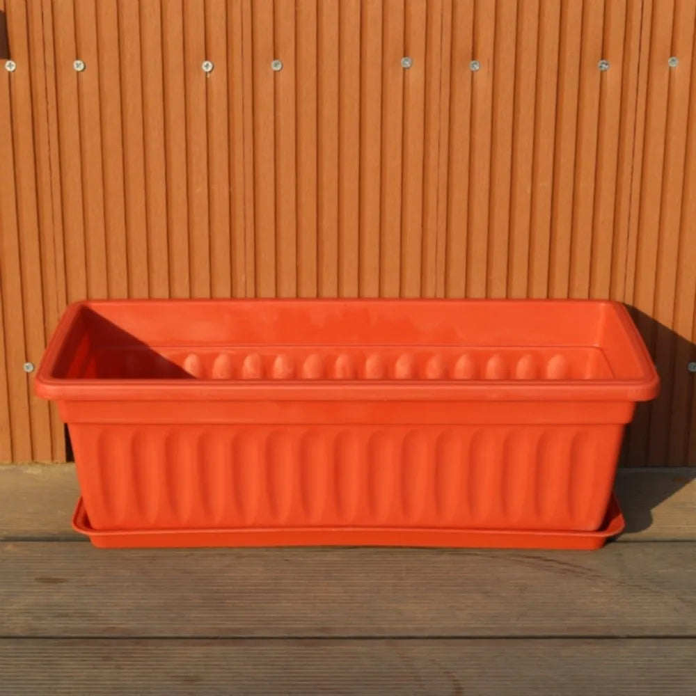 Rectangular Plastic Planter Pot with Tray – Large Balcony Garden Garden Planter Pot Richie's Red