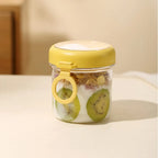 Overnight Oats Jars with Lids & Spoons | Double Seal Cup Food Storage Jar Richie's yellow 1