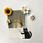 Black Cat Pushing Vase Fridge Magnet & Whisker Keepsake Box Decorative Fridge Magnet Richie's