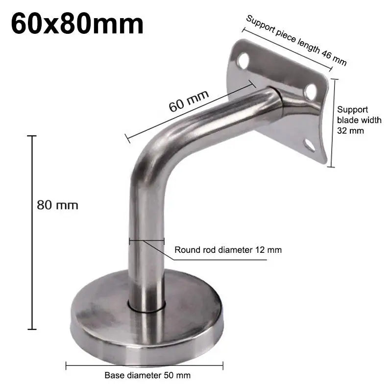 Heavy Duty Stainless Steel Handrail Bracket – Wall Mount Stair Support Handrail Bracket Richie's 60x80mm