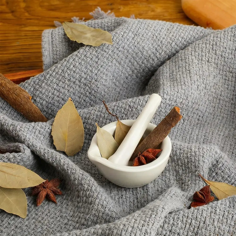 White Ceramic Mortar & Pestle Set | Porcelain Spice Grinder Mortar & Pestle Set Richie's