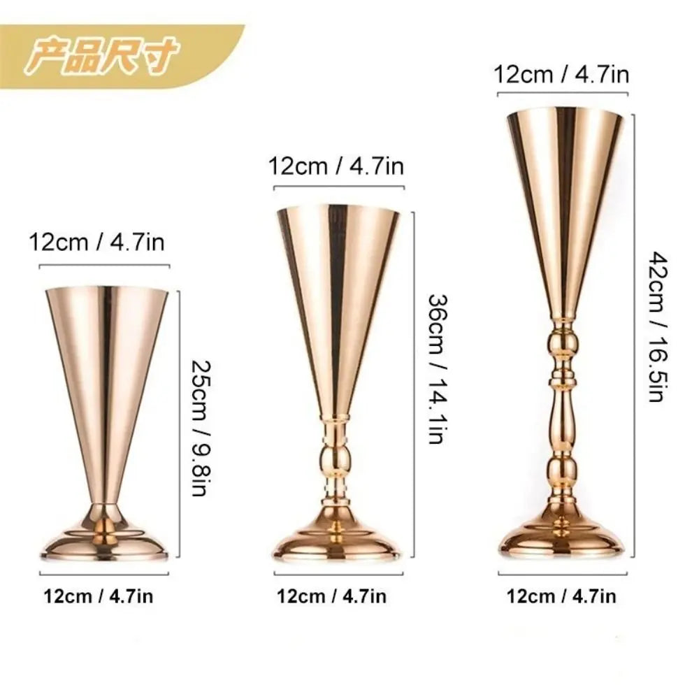 Gold Iron Flower Vase European Candle Holder Wedding Stand Decorative Flower Vase Richie's