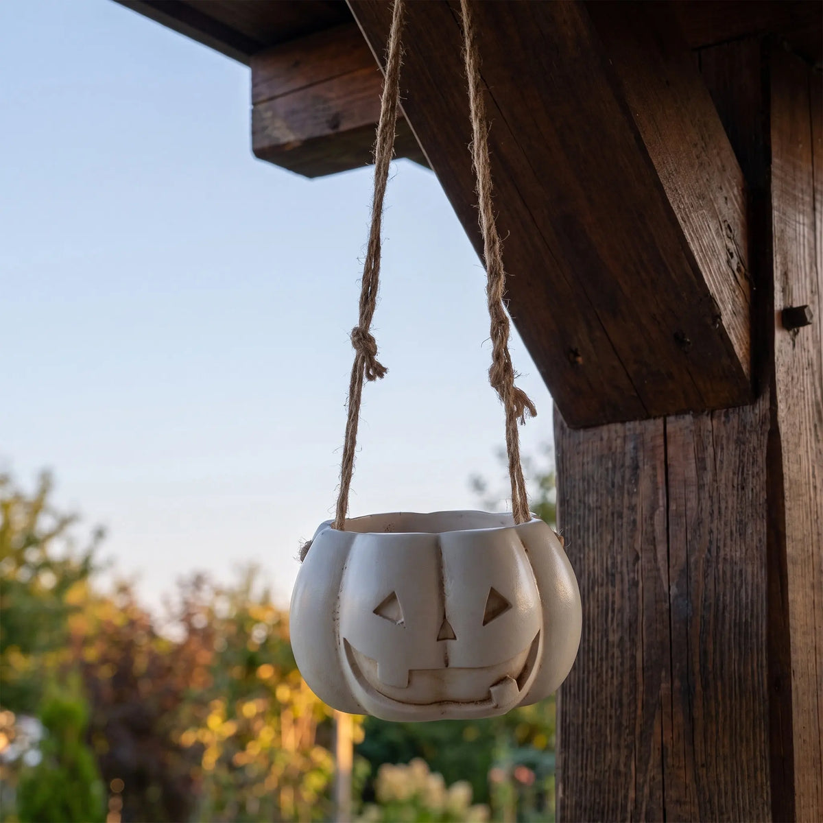 Halloween Hanging Pumpkin Planter White Resin Pot & Drainage Hanging Pumpkin Planter Richie's Default Title
