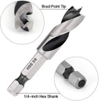 6-Pc HSS Brad Point Stubby Drill Bit Set – 1/4" Hex Shank Wood Drill Bit Set Richie's