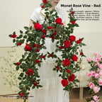 Artificial Silk Rose Vine 1.8m 22 Heads Wall Decor – 9 Colors Artificial Flower Vine Richie's Red