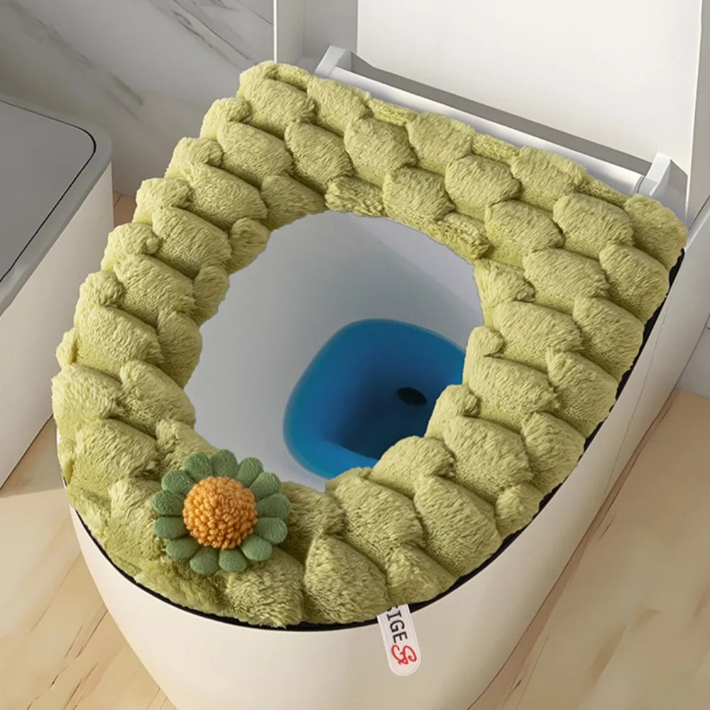 Thickened Plush Toilet Seat Cover Cushion – Washable & Warm Toilet Seat Cover Richie's Green
