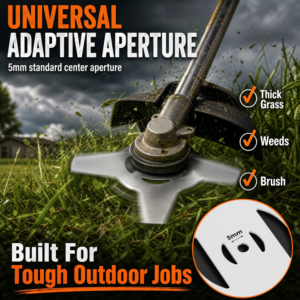 4-Pack 3-Tooth Grass Trimmer Blades | Universal 5mm Forged Steel Trimmer Replacement Blade Richie's