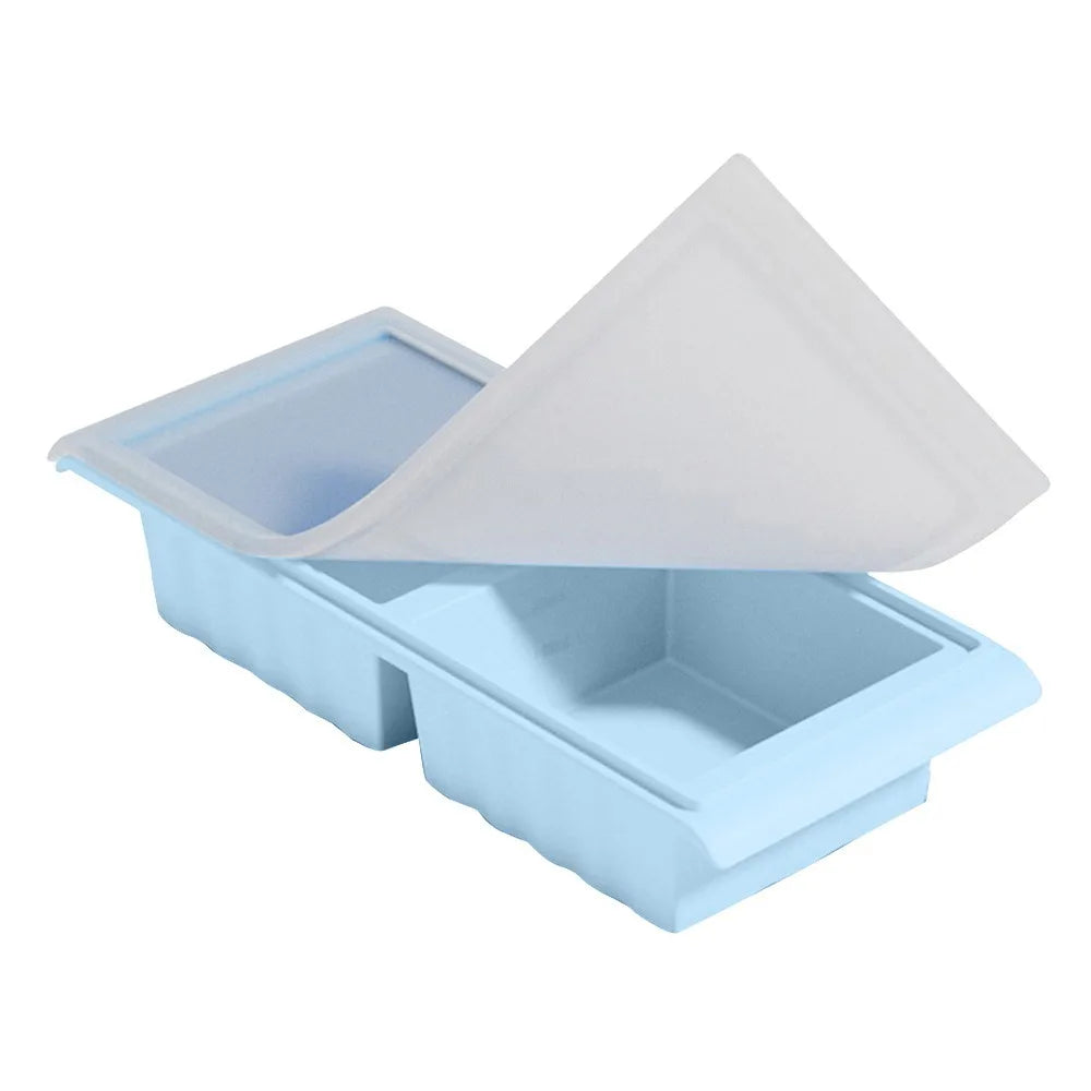 Extra Large Silicone Ice Cube Mold with Lid – BPA-Free Freezer Tray Silicone Freezer Mold Richie's Blue-2 Grids