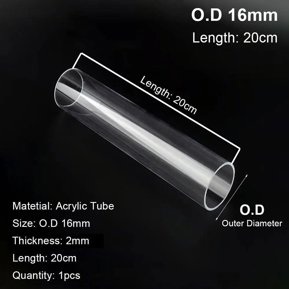 Clear Acrylic Tube for Aquarium & DIY – 20/50cm Multiple Sizes Acrylic Aquarium Tube Richie's OD16mm - 20cm