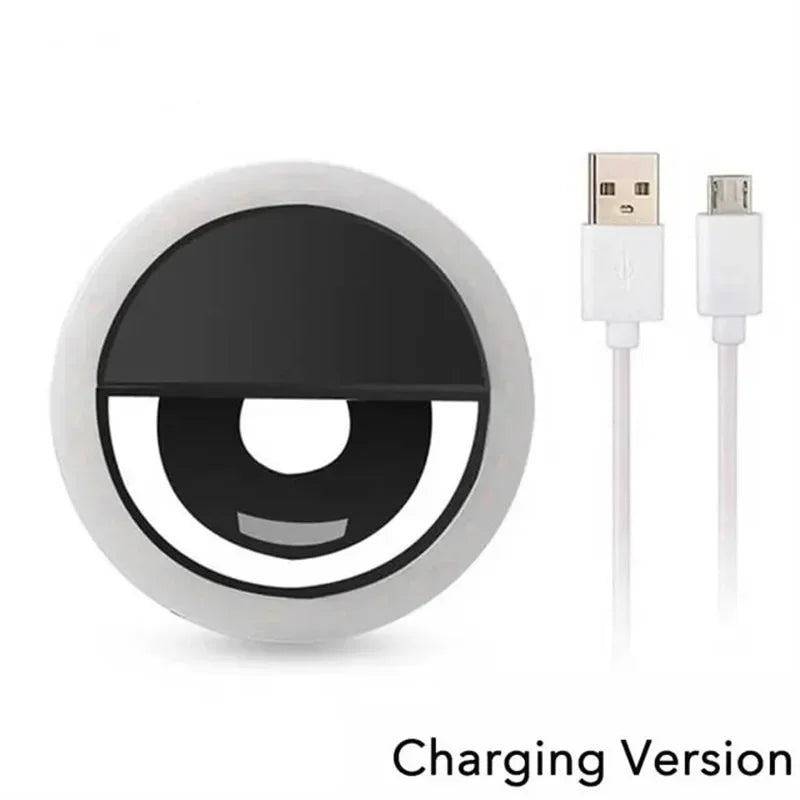 USB Rechargeable LED Selfie Ring Light with Phone Clip LED Selfie Ring Light Richie's Black
