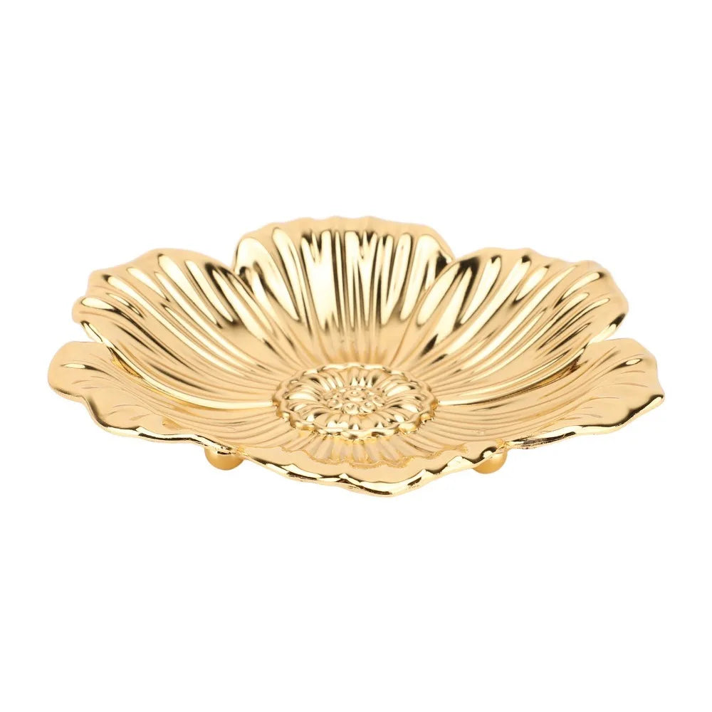 Gold Turkish Serving Tray – Embossed Round Iron Centerpiece Decorative Serving Tray Richie's B