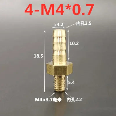 Brass Barb Hose Fittings Male Metric M5 M6 M8 Thread Connector Brass Pipe Fitting Richie's 4mm to M4x0.7