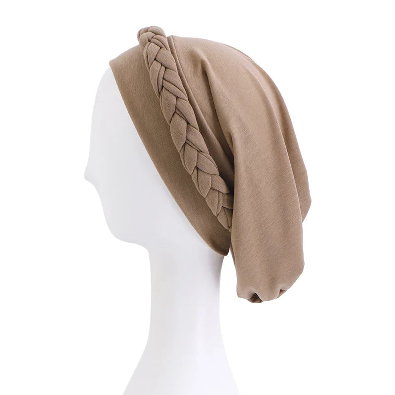 Women's Braided Elastic Turban Head Wrap | Islamic Headwear Turban Head Wrap Richie's khaki