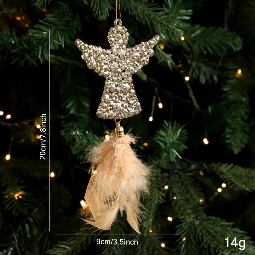 Christmas Feather Pendant Ornament – Angel Snowflake Elk 20cm Christmas Tree Ornament Richie's Gold-Angel