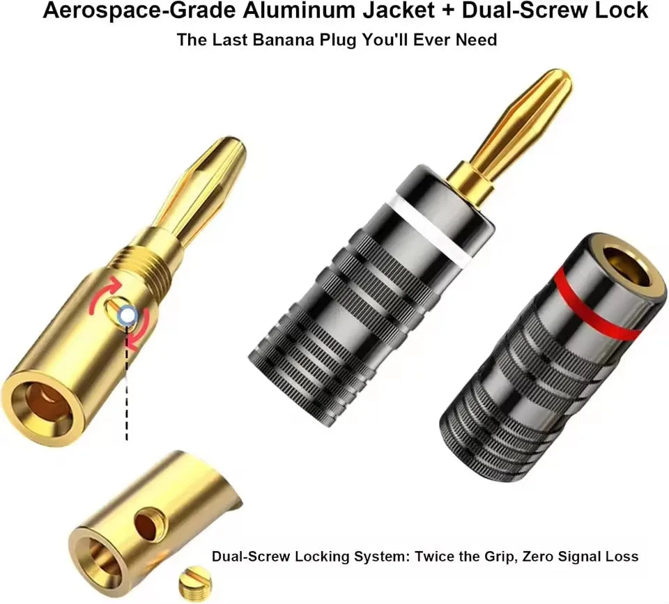 Gold-Plated 4mm Banana Plugs Solder-Free Screw Lock | FUCHU Audio Banana Plug Richie's