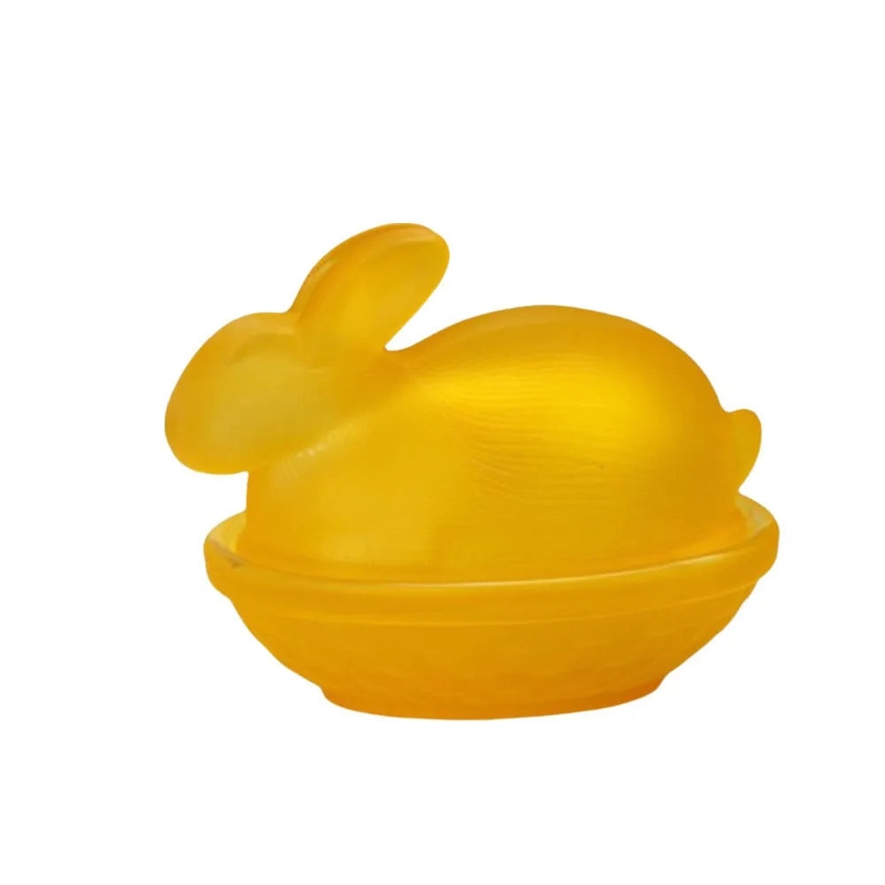 Rabbit-Shaped Crystal Glass Candy Dish with Lid | Easter Bunny Glass Candy Dish Richie's Yellow