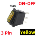 KCD3 Waterproof Rocker Switch 3-Pin ON-OFF 15A 250VAC LED Rocker Switch Richie's 2D3P-Yellow 220V (ON-OFF)