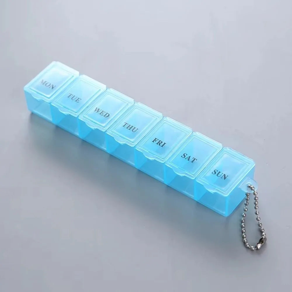 7-Day Weekly Pill Organizer – Mini Portable Pill Box Case Weekly Pill Organizer Richie's Blue
