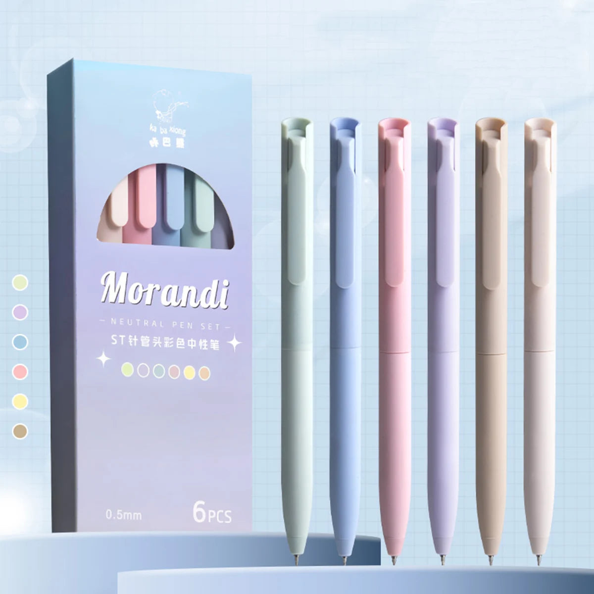 6-Pack Morandi Pastel Retractable Gel Pens – 0.5mm Fine Point Gel Pens Set Richie's