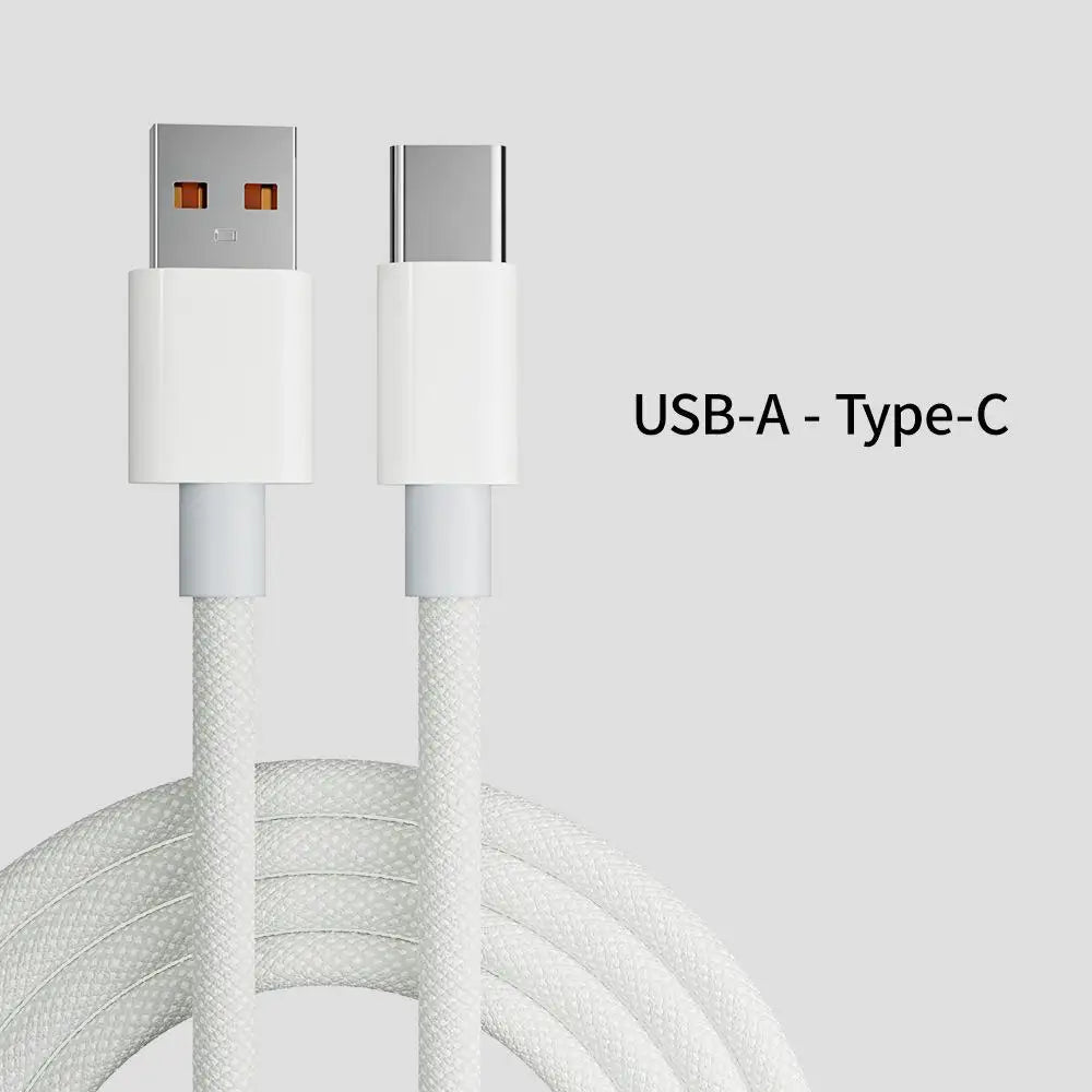FUCHU 6A Braided USB-A to USB-C Fast Charging Cable 1M 2M USB-C Charging Cable Richie's White 2m