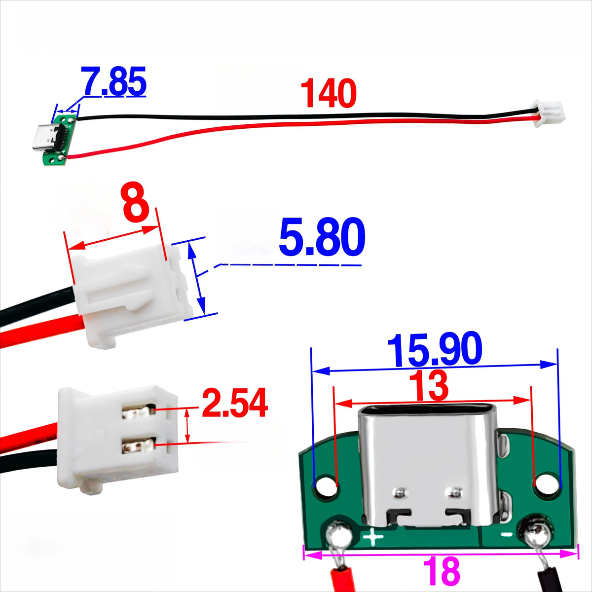 USB 3.1 Type-C 16-Pin PCB Test Adapter Connector Socket USB-C PCB Adapter Richie's P 5Pcs