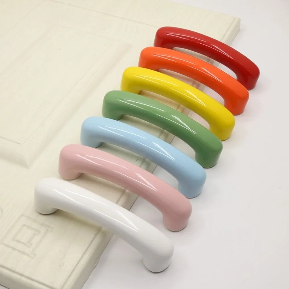 Ceramic Cabinet Door Handle 64mm Bow-Shaped Drawer Pull Knob Cabinet Door Handle Richie's