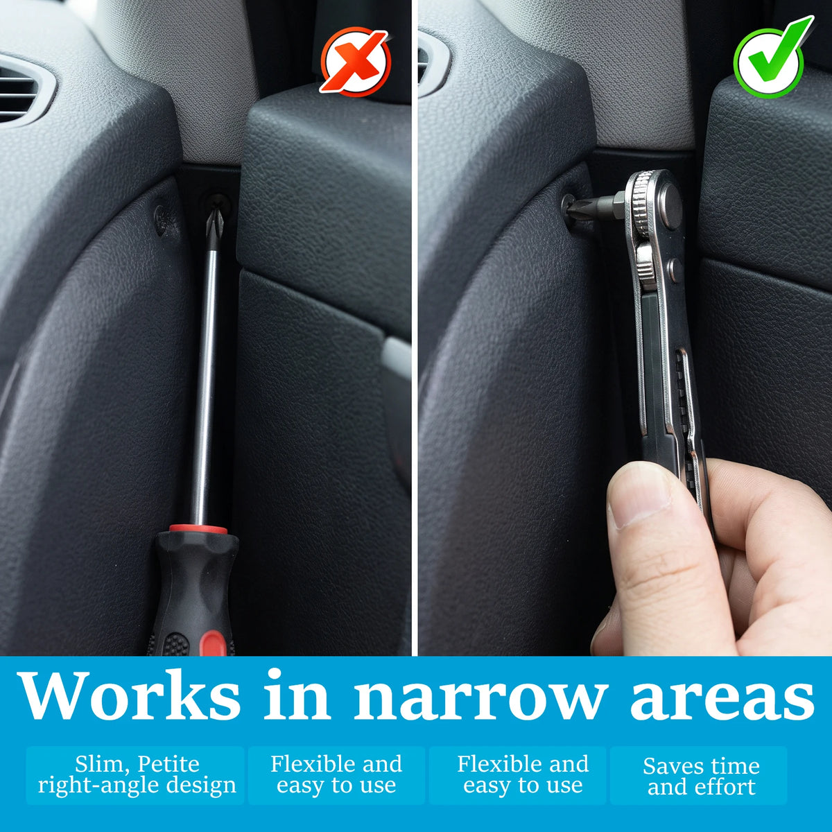 Offset Ratchet Screwdriver Set – Right Angle Driver, 10 Bits Ratchet Screwdriver Set Richie's