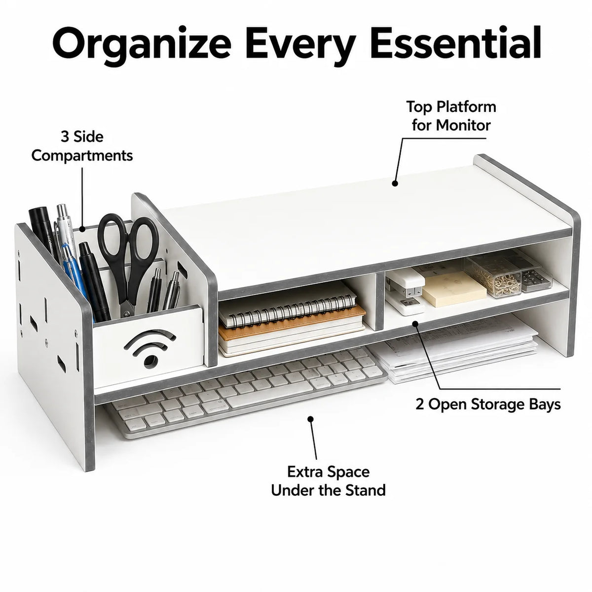 Monitor Stand Riser with Drawer & Storage | Desk Organizer Monitor Stand Riser Richie's