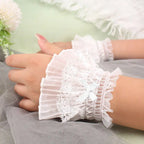 Gothic Lolita Wrist Cuffs Bowknot Lace Trim Maid Cosplay Set Cosplay Wrist Cuffs Richie's