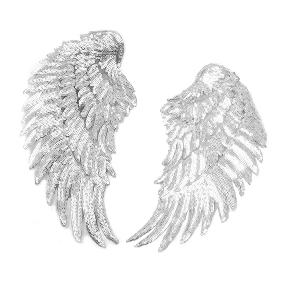 Silver Angel Wings Sequin Iron-On Patches – 2 Pack DIY Appliqué Iron-On Appliqué Patch Richie's Default Title